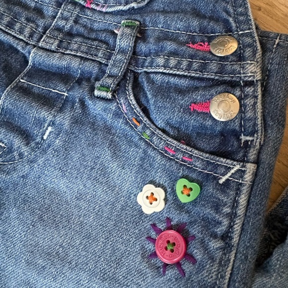 ✨ Baby Girl Denim Jumper Dresses – 2-Piece Lot – Embroidered Details ✨ - Picture 6 of 7